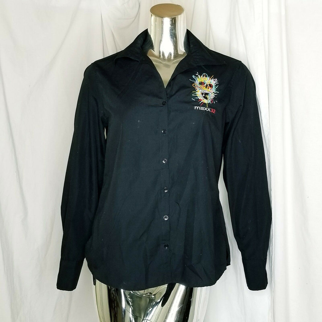 Mexx 32 Restaurant Embroidered Skull Long Sleeve Button Front Shirt M