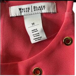 White House Black Market Womens SL Date Dress Tangerine Orange Pink Size 14