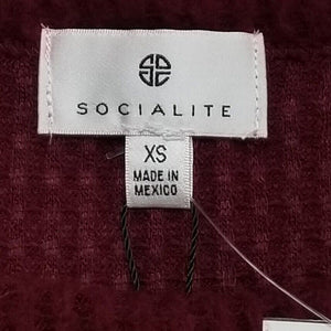 Socialite Tank Burgundy Brushed Waffle Knit Sleeveless Pullover XS NEW