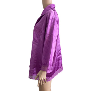 Vintage Suzanne Somers Loungewear Collection Pajama Sleep Shirt Satin Purple New