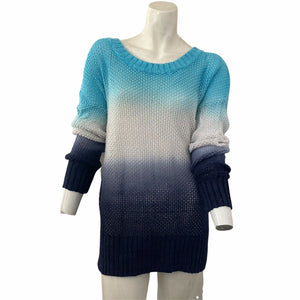 J Crew Sweater Ombré Blue Pullover Women’s Size Medium