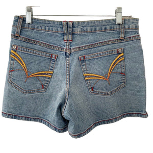 Vintage 90s LA Blues Shorts Denim Light Wash Embroidered Pockets Size 6