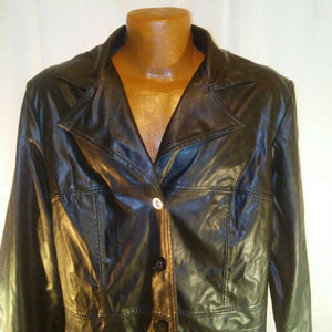 White Stag Womens Black Faux Leather Jacket 16W