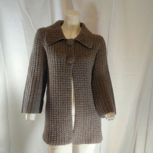 Carolyn Taylor Sweater Crochet Womens Light Brown White Marbled Size S