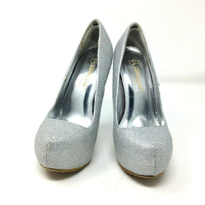 DBDK Womens Silver Glitter Stiletto Heels Size 5.5