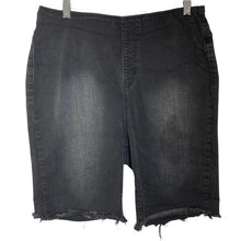 Load image into Gallery viewer, Risen Shorts Bermuda Denim Black Stretch Wasit Womens Size 1XL Raw Hem