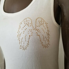 Load image into Gallery viewer, Rhapsodielle Womens Ivory Copper Studded Angel Wings Stretchy Tank Top Large