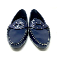 Load image into Gallery viewer, Cole Haan Women’s Dark Blue Patent Leather Loafer Flats Size 5.5