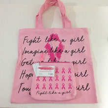 Load image into Gallery viewer, Live Breath Fight Breast Cancer Research Foundation Tote and Makeup Bag