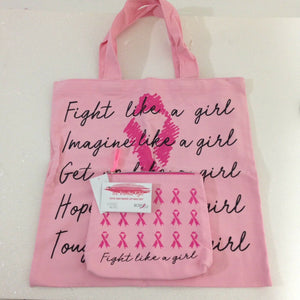 Live Breath Fight Breast Cancer Research Foundation Tote and Makeup Bag