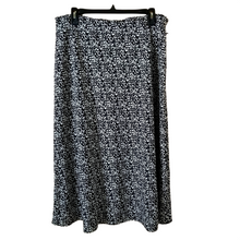 Load image into Gallery viewer, Halogen Womens Black Ivory Leo Dot Elastic Waist A-Line Midi Skirt Large