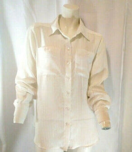 Carry Back Petite Womens White Textured Button Down Blouse Size 10