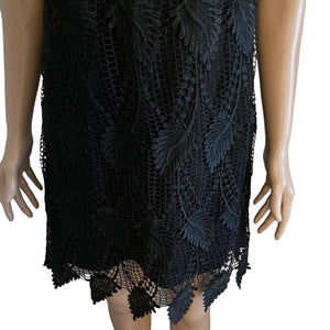 Adrianna Papell Shift Dress Womens Size 2 Black Lace Overlay New