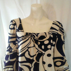 Jonathan Martin Womens Black and White Multipatterned Blouse Large