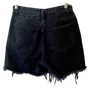 Momokrom Shorts Black Denim Distressed Womens Size 4 US 8 UK