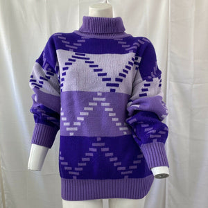 Vintage 80s Charlayne NY Womens Purple Turtle Neck Sweater Large