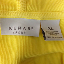 Load image into Gallery viewer, Kenar Sport Womnes Yellow White Ribbed Hooded Short Sleeve Top Size Extra Large