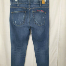 Load image into Gallery viewer, Brappers 30th Anniversary Distressed Dark Blue Raw Hemline Jeans Size Large 30