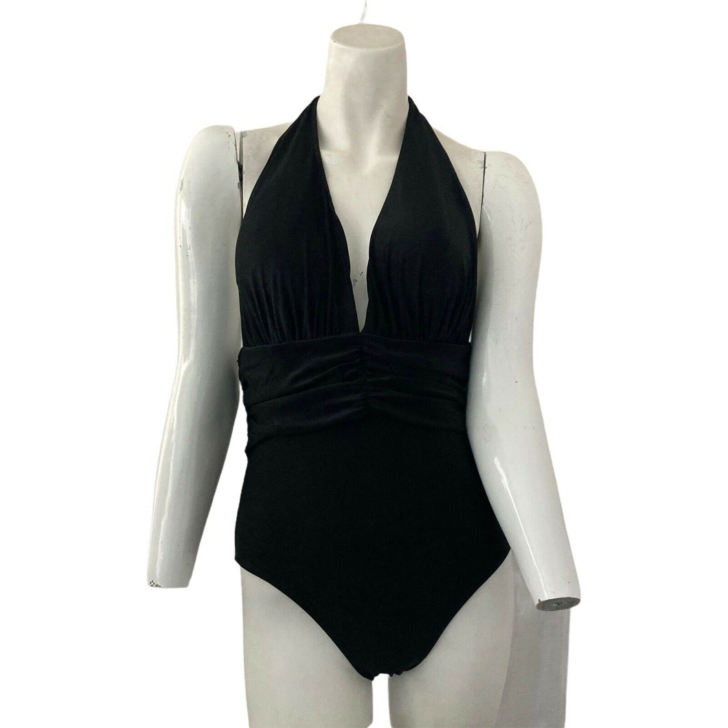 MarinaVida One Piece Swimsuit Halter Womens Black Medium