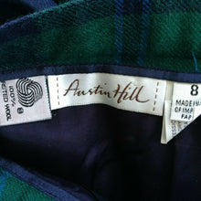 Load image into Gallery viewer, Vintage Austin Hill Green Blue Wool Plaid Pleated A-Line Mid-Calf/Ankle Skirt 8