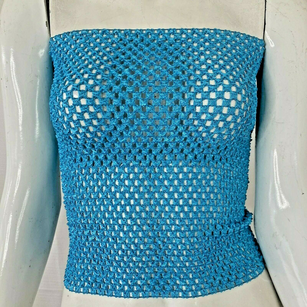 Unbranded Womens Electric Blue Stretch Retro Semi Sheer Tank Top Small Medium