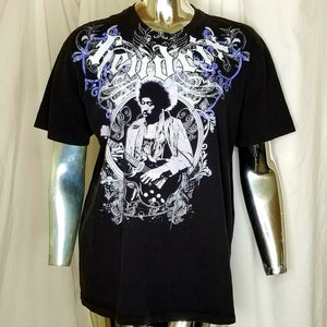 Jimi Hendrix Mens Black Purple White Short Sleeve T-Shirt Large classic rock