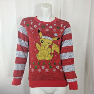 Pokemon Youth Girls Boys  Red Yellow Pikachu Pullover Sweater Shirt Size Medium