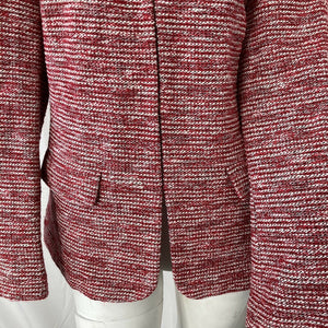 Talbots Petites Plus Size Red White Hook Front Houndstooth Sweater Blazer 16P
