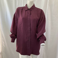 Load image into Gallery viewer, Express Champagne International Womens Burgundy Silk Blouse Small