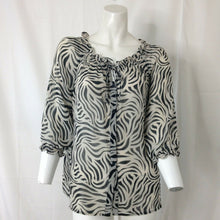 Load image into Gallery viewer, East Fifth Petites womens Black and White Zebra Print Blouse Large Petite