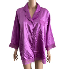 Load image into Gallery viewer, Vintage Suzanne Somers Loungewear Collection Pajama Sleep Shirt Satin Purple New