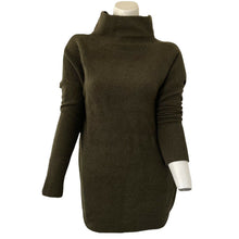 Load image into Gallery viewer, RDI Sweater Mock Neck Dark Olive Green Textured Women&#39;s Pullover Size Large