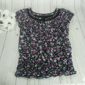 Maurices Womens Purple and Black Floral Blouse Medium