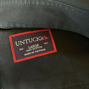 Untuckit Mens Shirt Black Button Front Size Large Casual Dress