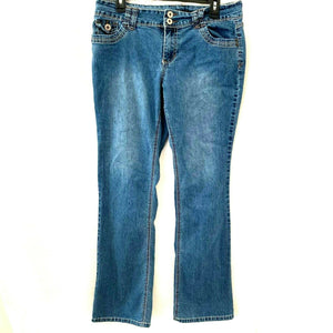 Roz & Ali Womens Medium Wash Blue Jeans Size 12