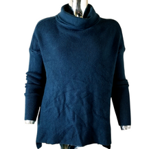 Load image into Gallery viewer, Devotion by Cyrus Sweater Teal Drop Shoulder Oversize Hi-Low Turtleneck Small