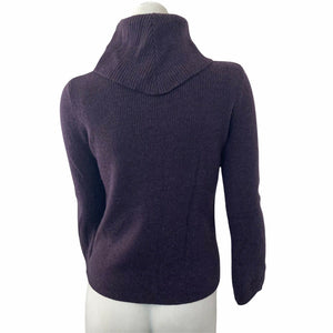 Vintage Sarah Spencer Sweater Ribbed 100 % Merino Wool Turtleneck Small Purple