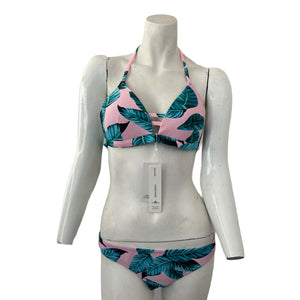 Cindysmile Bikini Neoprene Womens Floral Leaf Pink Blue Size Large