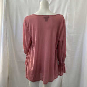 Venezia Jeans Women’s Coral Pink Bell Sleeve Stretch Blouse Size 14 16