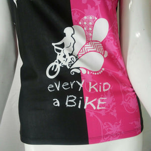 JL Designs Broken Spoke Bikes Womens Pink and Black Athletic Tank Top Medium