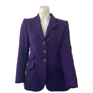 Vintage 90s Lauren Ralph Lauren Blazer Petites Fabric Purple Silk Blend Size 2P