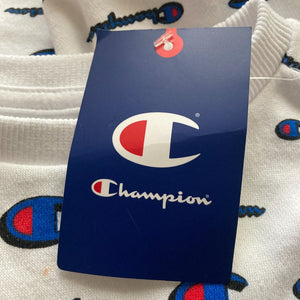 champion sweatshirt boys youth size 4 spellout white blue logo stretch