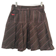 Load image into Gallery viewer, Jong Skirt Mini Pleated Corduroy Brown Striped Womens Size 36