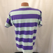 Load image into Gallery viewer, Caesars Palace Cleopatra Purple Blue Striped Vintage 80s Shirt Small Medium