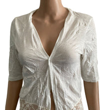 Load image into Gallery viewer, Maurices Top Open Front Womens Small White Lace Midriff Short Sleeve