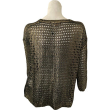 Load image into Gallery viewer, Ellen Tracy Shirt All that Glitters Gold Bronze Fishnet Style Shirt Pullover Sm