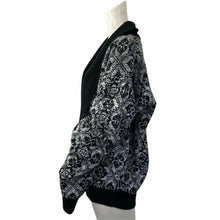 Load image into Gallery viewer, Vintage Cardigan Sweater Everest Black White Womens Size Medium Plunging V Neck