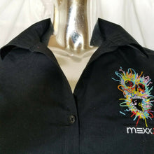 Load image into Gallery viewer, Mexx 32 Restaurant Embroidered Skull Long Sleeve Button Front Shirt M