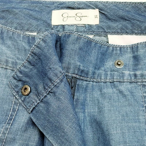 Jessica Simpson Womens Blue Avenia Chambray Draped Front Cropped Cuffed Pants 31