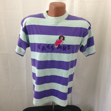 Load image into Gallery viewer, Caesars Palace Cleopatra Purple Blue Striped Vintage 80s Shirt Small Medium